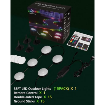 Aloihoy Outdoor Ground Lights - 33ft RGB Patio Decor