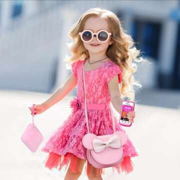 Pretend Play Toddler Girl Purse with Makeup Toys Set, Little Girls Purse Toys for 3 4 5 6 7 Year Old Girl Gifts, Kids Purse for Christmas, Birthday Gifts for Ages 3-5 4-5 6-8 Pink