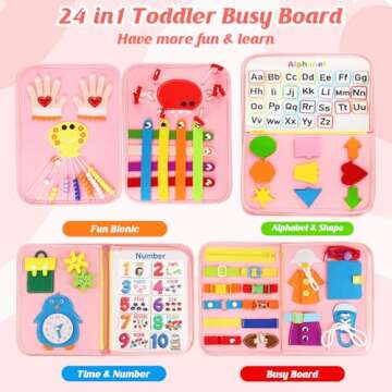 Petenjoy Montessori Toddler Busy Board Toys - for 1-3 2-4 Year Old Gifts Birthday Girl, Educational ...