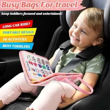 Petenjoy Montessori Toddler Busy Board Toys - for 1-3 2-4 Year Old Gifts Birthday Girl, Educational Sensory Board，3-5 Year Busy Book Toddler Learning Activities with Fine Motor Skills