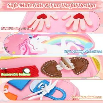 Petenjoy Montessori Toddler Busy Board Toys - for 1-3 2-4 Year Old Gifts Birthday Girl, Educational Sensory Board，3-5 Year Busy Book Toddler Learning Activities with Fine Motor Skills