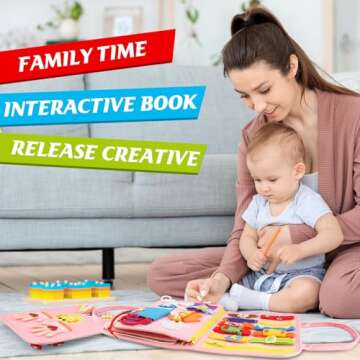 Petenjoy Montessori Toddler Busy Board Toys - for 1-3 2-4 Year Old Gifts Birthday Girl, Educational Sensory Board，3-5 Year Busy Book Toddler Learning Activities with Fine Motor Skills