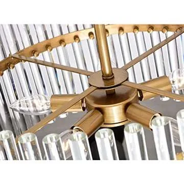 Jojospring Casandra 5-Light Brushed Brass Pendant Crystal Chandelier