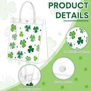 Hosuly 24 Pcs St. Patrick's Day Clear Gift Bags with Handle