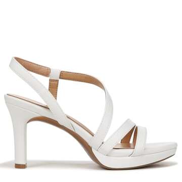 Naturalizer Womens Brenta Heeled Sandal White Smooth 8 M