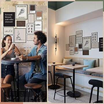 97 Decor Coffee Bar Decor - Coffee Wall Decor, Coffee Poster Print, Coffee Bar Essentials, Coffee Cart Accessories, Eclectic Coffee Shop Decorations, Vintage Coffee Pictures for Kitchen (UNFRAMED)