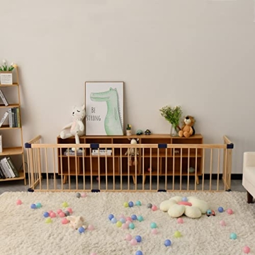 Bonrcea Kids Play Fence, Safe Wood Baby Playpen