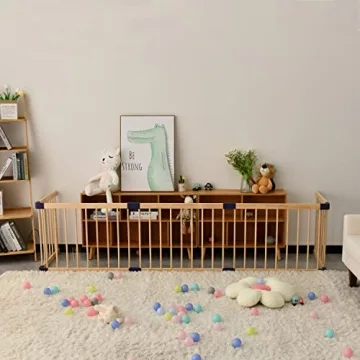 Bonrcea Kids Play Fence, Safe Wood Baby Playpen