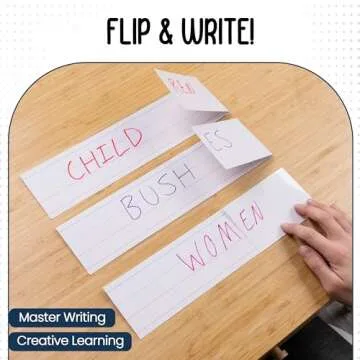 Essex Wares - 50 Pack - White - 16" Wide x 3" Tall Dry Erase Sentence Strips - Sentence Strips Cardstock - Reusable & Double Sided (Ruled & Blank) Sentence Strips for The Classroom, Home, Office