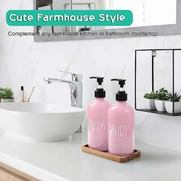 ALELION Dish Soap Dispenser Set - Stylish 16 oz Glass