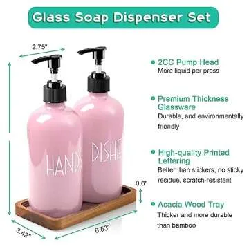 ALELION Dish Soap Dispenser Set - Stylish 16 oz Glass