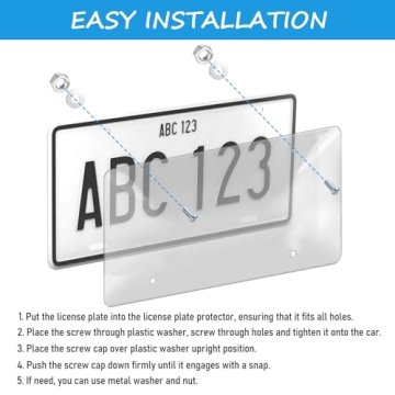 2-Pack Durable License Plate Protecters, Slim Design, Rust-Proof Aluminum Holder, Fits All Standard Plates, Screws Included (Blackk)