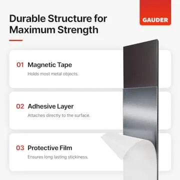 GAUDER Magnetic Tape Self Adhesive (0.6 Inch x 10 Feet) | Magnetic Strips with Adhesive Backing | Magnet Roll