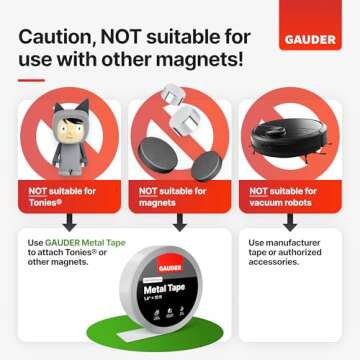 GAUDER Magnetic Tape Self Adhesive (0.6 Inch x 10 Feet) | Magnetic Strips with Adhesive Backing | Magnet Roll