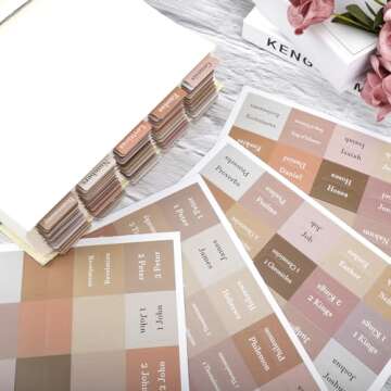 Brown Bible Tabs for Bible Journaling Supplies,Bible Study Tabs for Women and Men,66 Old and New Tes...