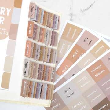 Brown Bible Tabs for Bible Journaling Supplies,Bible Study Tabs for Women and Men,66 Old and New Testament Bible Book Index Tabs for Christian Gift