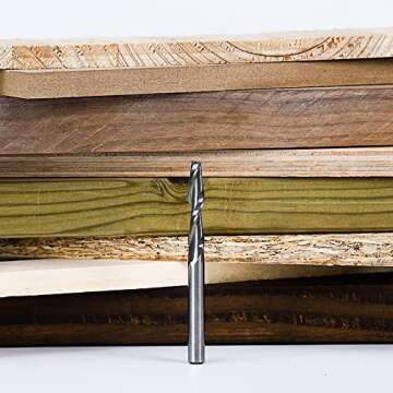 SpeTool Spiral Router Bits with UpCut 1/4 inch Cutting Diameter, 1/4 inch Shank 3 inch Extra Long HRC55 Solid Carbide CNC End Mill for Wood Cut, Carving