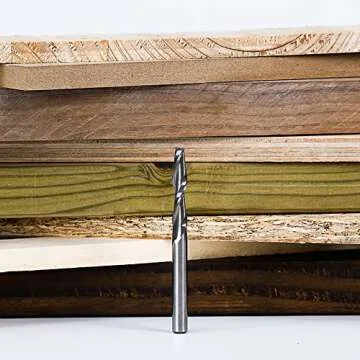 SpeTool Spiral Router Bits with UpCut 1/4 inch Cutting Diameter, 1/4 inch Shank 3 inch Extra Long HRC55 Solid Carbide CNC End Mill for Wood Cut, Carving