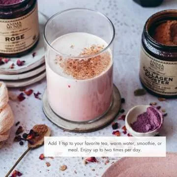 Anima Mundi Vegan Collagen Booster Powder, Vanilla Rose Chai Spice - Beauty Supplement for Skin, Hair & Nails - Collagen Support Powder for Youthful Looking and Glowing Skin - Easy Drink Mix-in (4oz)