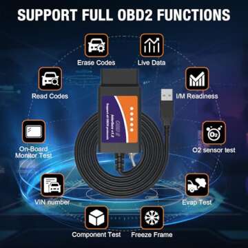 OBDMONSTER ELM327 OBD2 USB Adapter for Windows Diagnostic Scanner