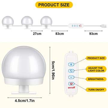 Tuanse 2 Sets Vanity LED Lights Kit 28 Dimmable Bulbs with 3 Color Modes, Plug in Makeup Mirror Ligh...