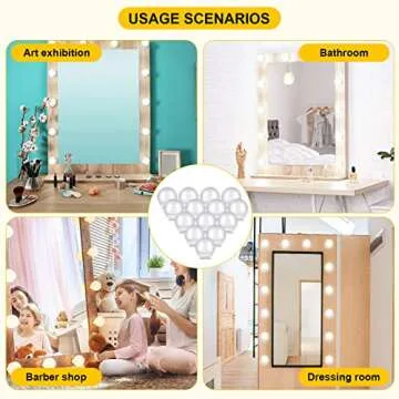 Tuanse 2 Sets Vanity LED Lights Kit 28 Dimmable Bulbs with 3 Color Modes, Plug in Makeup Mirror Light with Adjustable Color and Brightness for Bedroom Bathroom, USB Cable, No Mirror Included