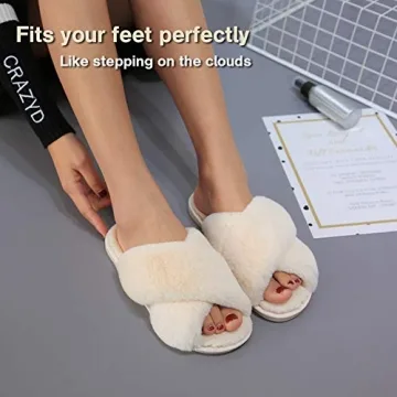 LZLER Women Fuzzy Fluffy Slippers for Home and Outdoors