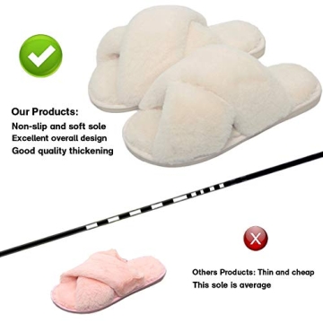 LZLER Women Fuzzy Fluffy Slippers for Home and Outdoors