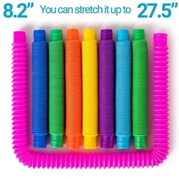 Nutty Toys Pop Tubes - Sensory Toys - Toddler Toys |8 Pack Large| Endless Creativity & Fun for Kids - Connect & Pop! Top ADHD Autism Fidget 2024, Best Boy & Girl Christmas Stocking Stuffers Gift Idea