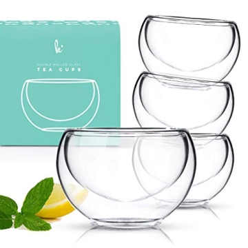 Kitchables Insulated Glass Tea Cups for Hot Beverages