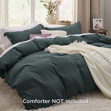 Bedsure Forest Green Duvet Cover Full Size - 3 Pieces Prewashed Extra Soft Bedding Set, Includes 1 D...
