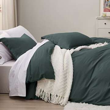 Bedsure Forest Green Duvet Cover Full Size - 3 Pieces Prewashed Extra Soft Bedding Set, Includes 1 Duvet Cover 80x90 Inches with Zipper Closure & 2 Pillow Shams, Comforter Not Included