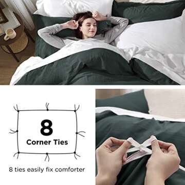 Bedsure Forest Green Duvet Cover Full Size - 3 Pieces Prewashed Extra Soft Bedding Set, Includes 1 Duvet Cover 80x90 Inches with Zipper Closure & 2 Pillow Shams, Comforter Not Included