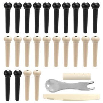 24pcs Acoustic Guitar Bridge Pins, Acoustic Guitar Pegs Acoustic Bridge Pins Puller Remover Guitar B...