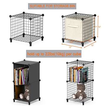 HOMIDEC Wire Cube Storage, Storage Shelves 6 Cube Bookshelf Bookcase Closet Organizer and Storage, Wire Storage Shelves Multi-Use DIY Storage Cube Shelf for Books, Toys, Clothes, Tools