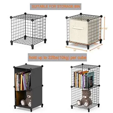 HOMIDEC Wire Cube Storage, Storage Shelves 6 Cube Bookshelf Bookcase Closet Organizer and Storage, Wire Storage Shelves Multi-Use DIY Storage Cube Shelf for Books, Toys, Clothes, Tools