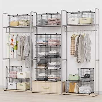 HOMIDEC Wire Cube Storage, Storage Shelves 6 Cube Bookshelf Bookcase Closet Organizer and Storage, Wire Storage Shelves Multi-Use DIY Storage Cube Shelf for Books, Toys, Clothes, Tools