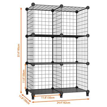HOMIDEC Wire Cube Storage, Storage Shelves 6 Cube Bookshelf Bookcase Closet Organizer and Storage, Wire Storage Shelves Multi-Use DIY Storage Cube Shelf for Books, Toys, Clothes, Tools