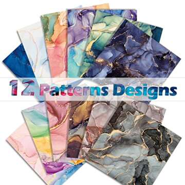 YASMEN Single-Sided Scrapbook Paper Pad, Marble Pattern Bronzing Scrapbooking Cardstock Paper Pads, 6"×6" Designer Paper Pads Themed Art Kits, Bullet Junk Journal Craft Decopodge Paper - 24 Sheets
