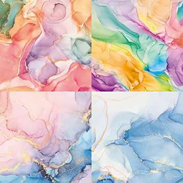 YASMEN Single-Sided Scrapbook Paper Pad, Marble Pattern Bronzing Scrapbooking Cardstock Paper Pads, 6"×6" Designer Paper Pads Themed Art Kits, Bullet Junk Journal Craft Decopodge Paper - 24 Sheets