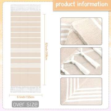 Oudain 2 Packs Oversized Turkish Beach Towels, Cotton Beach Blanket for Adults