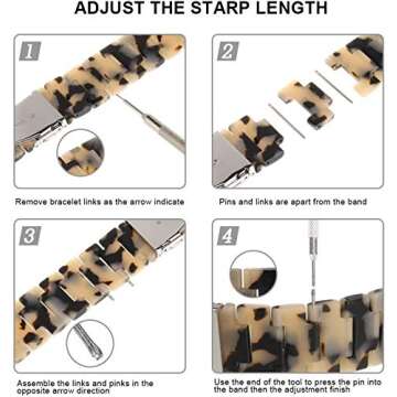 NYENEIL Compatible with Apple Watch Band 38mm 40mm 41mm for iWatch SE Lightweight Resin Wristband Bracelet Strap Series 9 8 7 6 5 4 3 2 1 Mens Womens (Tortoise Stone Flower, 38MM/40MM/41MM)