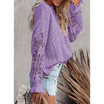 Dokotoo Women's Crochet Lace Sweater - Cozy & Stylish Pullover for All Occasions