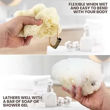 Almooni Mini Natural Loofah Sponge - Real Egyptian Shower Exfoliating Loofah - Small Loofah Scrubber for The Perfect Grip - 3 Count(1 Pack)