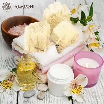 Almooni Mini Natural Loofah Sponge - Real Egyptian Shower Exfoliating Loofah - Small Loofah Scrubber for The Perfect Grip - 3 Count(1 Pack)