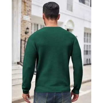 COOFANDY Men's Stylish Crewneck Waffle Sweater For Winter