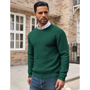 COOFANDY Men's Stylish Crewneck Waffle Sweater For Winter