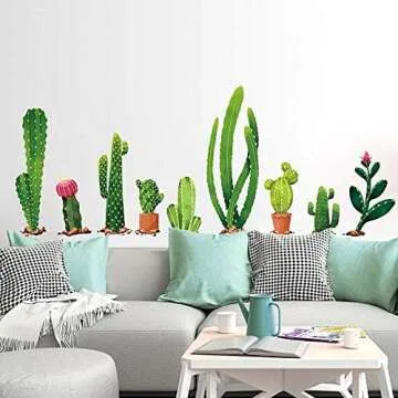 Cactus Wall Decal, H2MTOOL Desert Decor Removable Stickers for Kids and Living Rooms