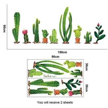 Cactus Wall Decal, H2MTOOL Colorful Removable Stickers