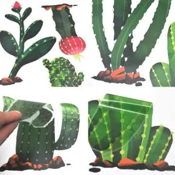 Cactus Wall Decal, H2MTOOL Colorful Removable Stickers